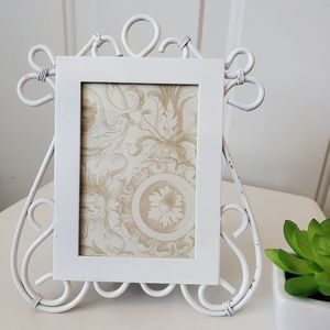 Vtg White Metal Picture Frame
